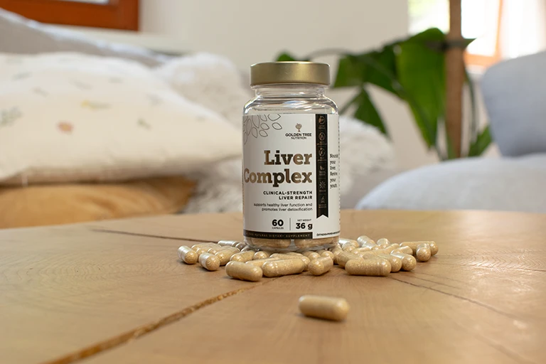 Liver Complex 60-capsule bottle showing clinical-strength liver repair label